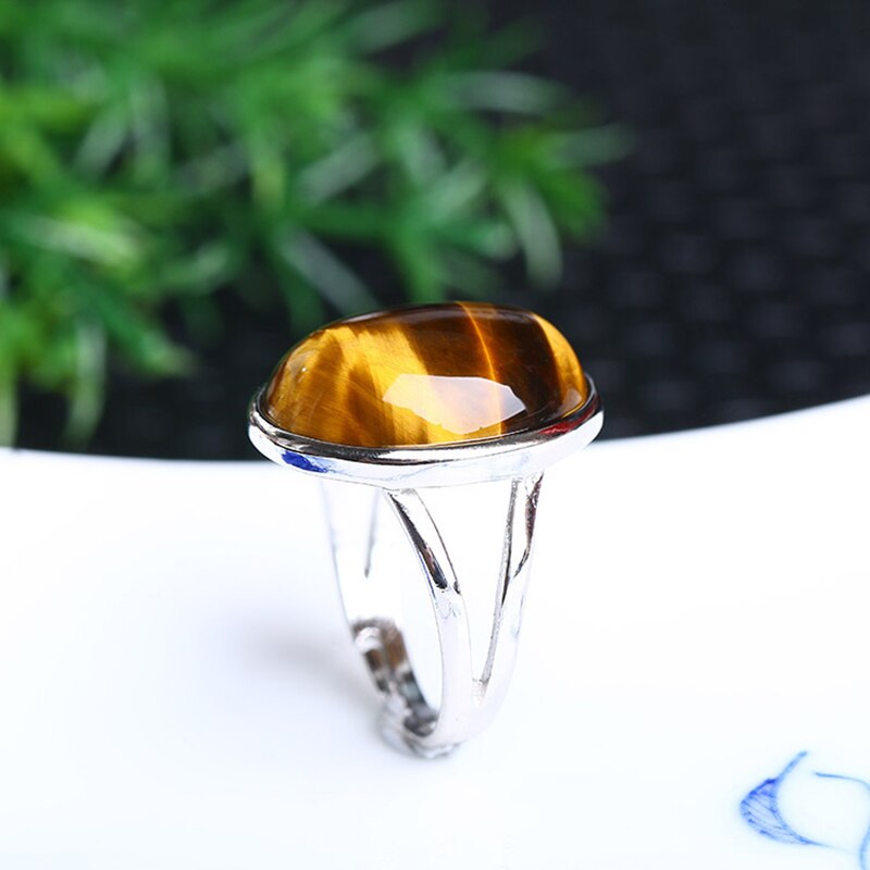 Real Natural Crystal Ring Gelb Tigerauge Stein S925 Silber Mosaik Ring Männer Frauen Kristall Ringe Energie Stein Schmuck Großhandel