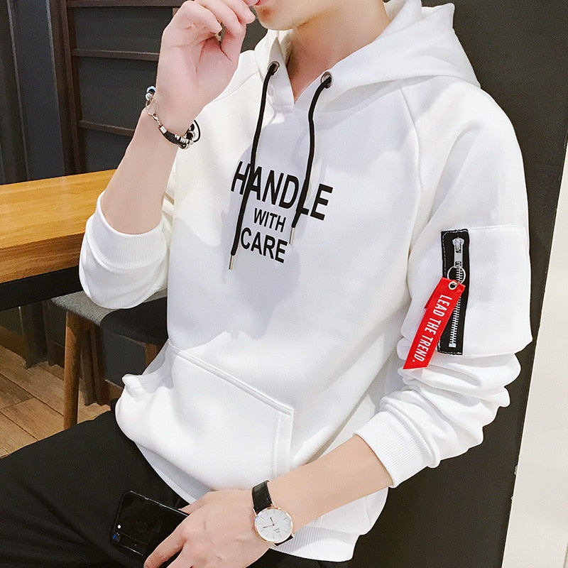 Mode Männer Hoodie gedruckt GRIFF Korea Kapuzenpullover Mann mit seitlichen Reißverschlusstaschen Teenager Pullover Sweatshirts Herrenbekleidung