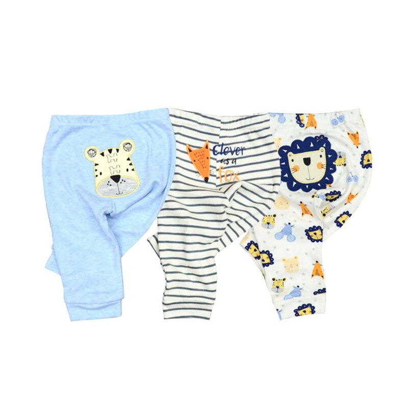 3/6 Pieces Baby Trousers Cotton Autumn Cartoon Animal Print Leggings Boys Girls Long Baby Pants