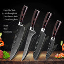 Stainless Steel Chef Knife Set with Knife Cover Case Sheath 8 Pcs  Cleaver Slicing Damascus Veins  Survive  Kitchen Knives Set