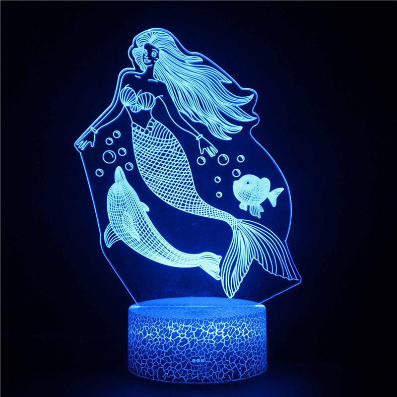 Beautiful Disney Mermaid Princes Ariel Cartoon LED Night Light Children Kids LED Nightlamp Girls Gifts 3d Decorative Table Lamp