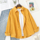 Spring Shirts Women Corduroy Blouses Loose Long Sleeve Solid Lady Tops Casual Outwear Female Clothes Autumn Jacket
