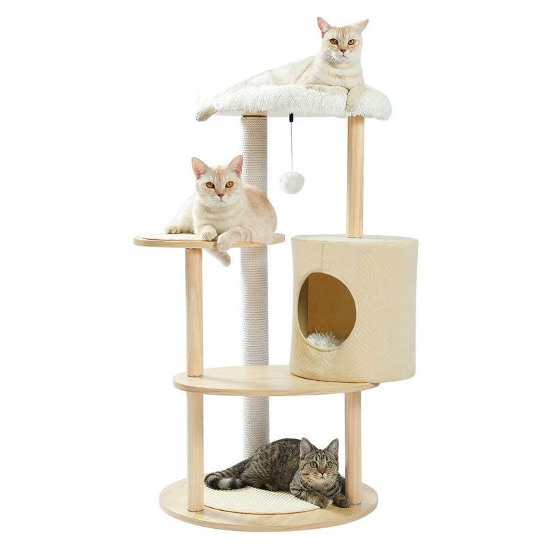 Inches Multi-Level Cat Tree Modern Cat Activity Tower with Sisal Scratching Posts Hammock and Extra-Large Top Perch Cat Toy