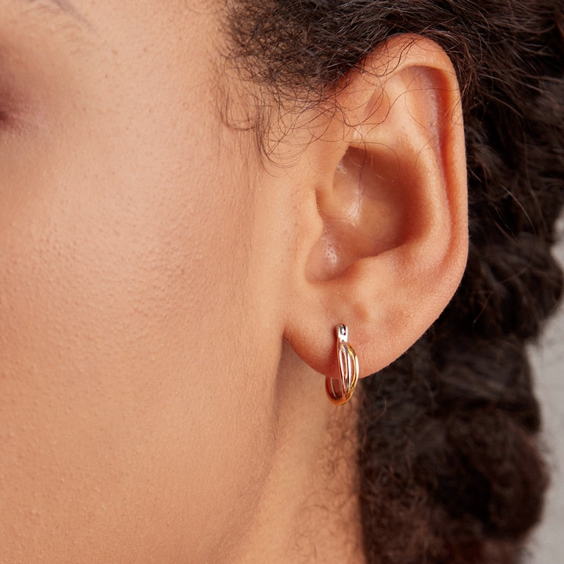 WOSTU Neue Ankunft 100% 925 Sterling Silber Zweifarbige Ohrringe Für Frauen, Die Modeschmuck 2019 Neue Ohrringe CQE719 herstellen