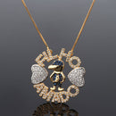 2021 New Copper Boy And Girl Pendant Necklace AAA Cubic Zirconia Black Gold Fashion Necklaces For friends Jewelry 2021 Statement