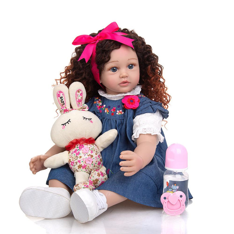 New Design Density Curls As Princess Reborn Baby Dolls Lifelike 60 CM Toddler Bebe Dolls Toy Kids Cosplay Playmate Birthday Gift