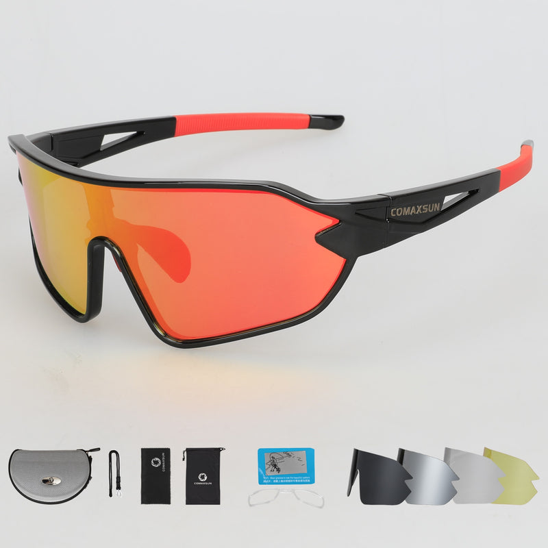 COMAXSUN gafas de ciclismo polarizadas profesionales gafas de bicicleta deportes al aire libre gafas de sol de bicicleta UV 400 con 5 lentes TR90 2 estilos