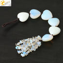 CSJA Heart Shape Natural Stone Car Hanging Chakra Chip Bead Healing Crystal Handmade Weave Lucky Ornament Window Wall Decor G541