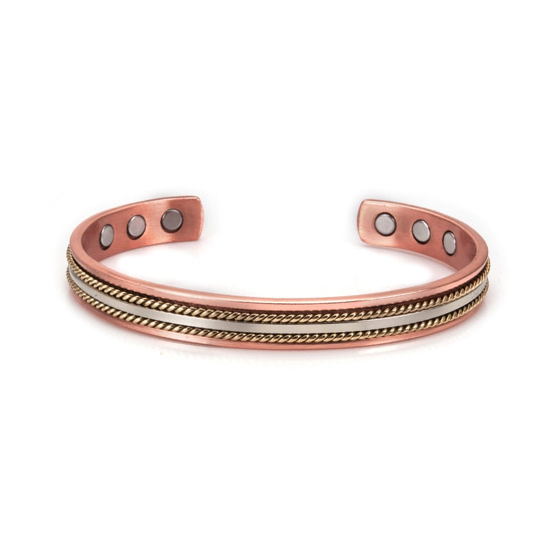 Magnetic Copper Bracelet for Women Rose Gold Color Adjustable Cuff Bangle Health Energy Magnetic Bracelets for Arthritis Pain