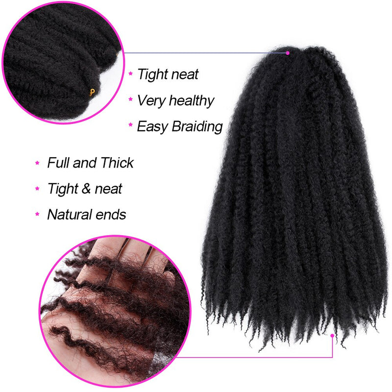 Black Star 18 pulgadas Marley trenzas Twist Crochet trenzado cabello Borgoña sintético Afro rizado Marley trenzas extensiones de cabello