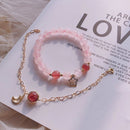 Naturstein Perlen Armbänder für Frauen Mondstein Rosenquarz Energie Armband elastischer Schmuck 925 Silber 14k vergoldet Geschenk