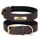 Custom Engraved Dog Collar Leather Padded Dogs Collars With Personalized  ID Plate Tag 2 Layers For Small Large Dogs Pitbull