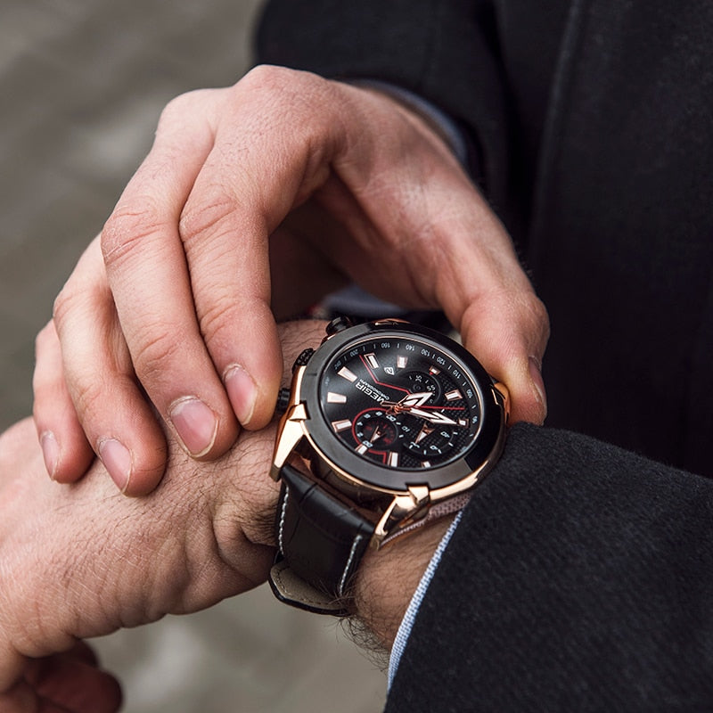 MEGIR Military Sport Watch Men Top Brand Luxury Leather Army Quartz Watches Clock Men Creative Chronograph Relogio Masculino