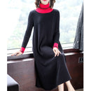 Winter Vintage Women's Turtleneck Black Sweater Dress 2023 Autumn Long Casual Knitting Maxi Dress Elegant Bodycon Party Vestidos