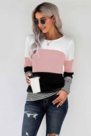 Autumn And Winter Woman Knitted Clothes Sweaters Stitching Color Long Sleeve Winter Blouses For Top Clothing For Women&