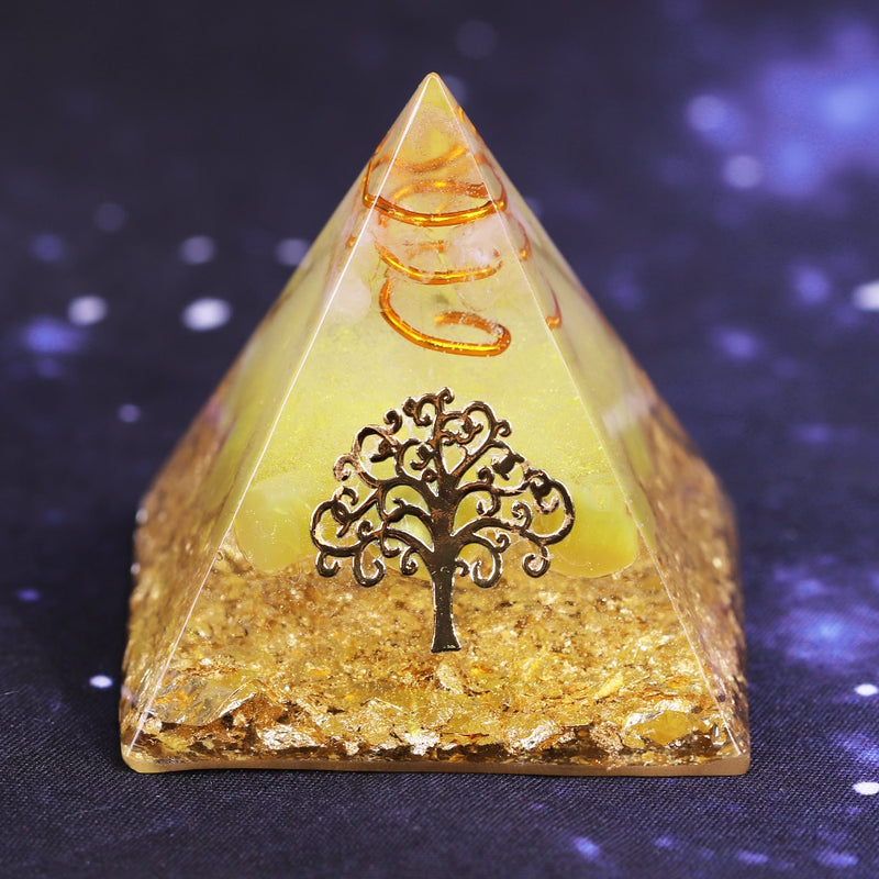 Orgonit-Pyramidenbaum der Lebensenergie Der Glücks-Ceregat-Pyramiden-Energiewandler zum Sammeln von Reichtum und Wohlstand Harzdekor