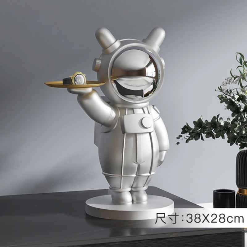 Figurita de bandeja de astronauta soñador, decoración nórdica para el hogar, estatua de resina para suelo, escultura moderna, accesorios de decoración para habitación interior