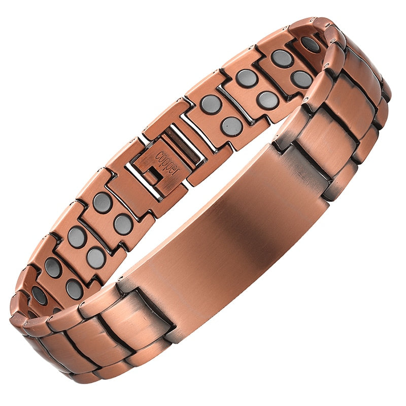 Pulsera magnética de cobre, pulseras personalizadas con nombre de identificación para hombres y mujeres, pulsera ajustable, brazalete, regalo de joyería de Metal