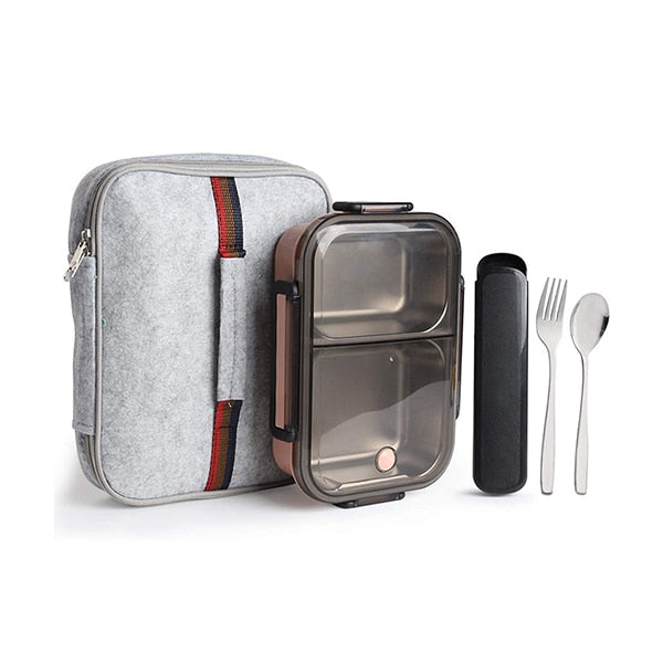 Eco friendly Leakproof Bento Lunch Box Removable Stainless Steel Bento Lunch Box 2-Compartment Portion Control Food Container