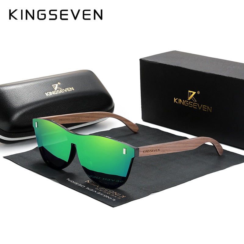 KINGSEVEN Exklusives Design Vintage Herrenbrille Nussbaumholz Sonnenbrille UV400-Schutz Mode Quadratische Sonnenbrille Damen 5510