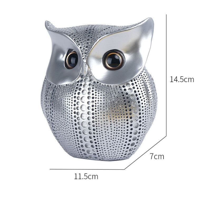 NORTHEUINS Golden Owl Figurines for Interior Resin Animal Statues Sculpture Home Living Room Decoration Gifts for the New Year