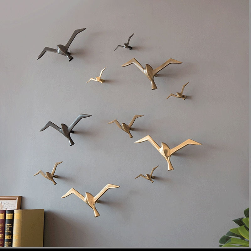 Lujo americano cobre puro creativo pájaro gaviota paloma colgante decoración de pared Retro Industrial ornamento sala de estar gaviota