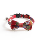 Retro Printing Pets Cat Collars Cute Bowknot Puppy Chihuahua Necklace Adjustable Bow Tie Cat Bells Collar Pet Gift