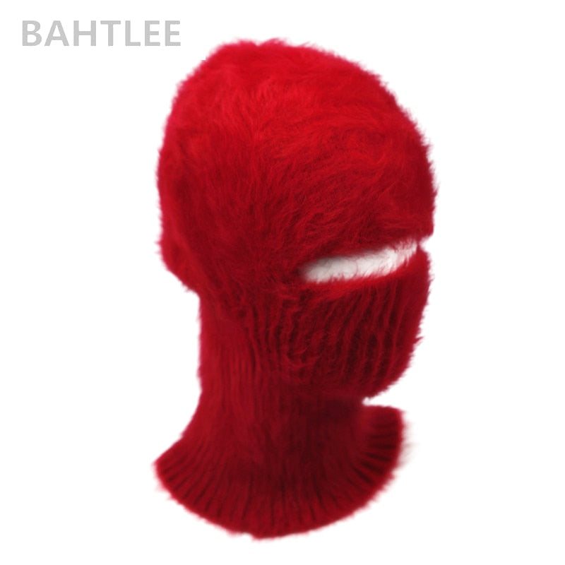 BAHTLEE Winter Ski Mask Balaclava Angora Rabbit Knitted Hat Scarf Neck Warmer For Men Or Women Fleece Cap