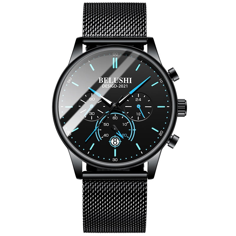 BELUSHI 2022 Neue Mode Herrenuhren Top Luxusmarke Sport Quarz Leuchtende Wasserdichte Chronograph Armbanduhr Herrenuhren