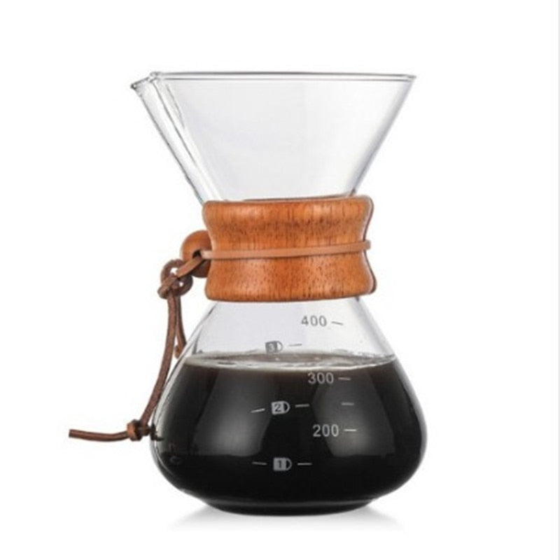 1 STÜCK 1000 ml Glas Kaffeekanne Dripper Moka Teekocher Kaffeemaschine Barista Werkzeuge Espresso Manueller Wasserkocher Teekanne mit Edelstahl