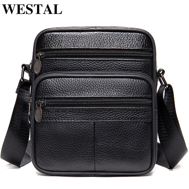 WESTAL Men's Shoulder Bag Casual Genuine Leather Messenger Bag Mini Men's Crossbody Bag Small Men's Sling Bag for Phone 7362