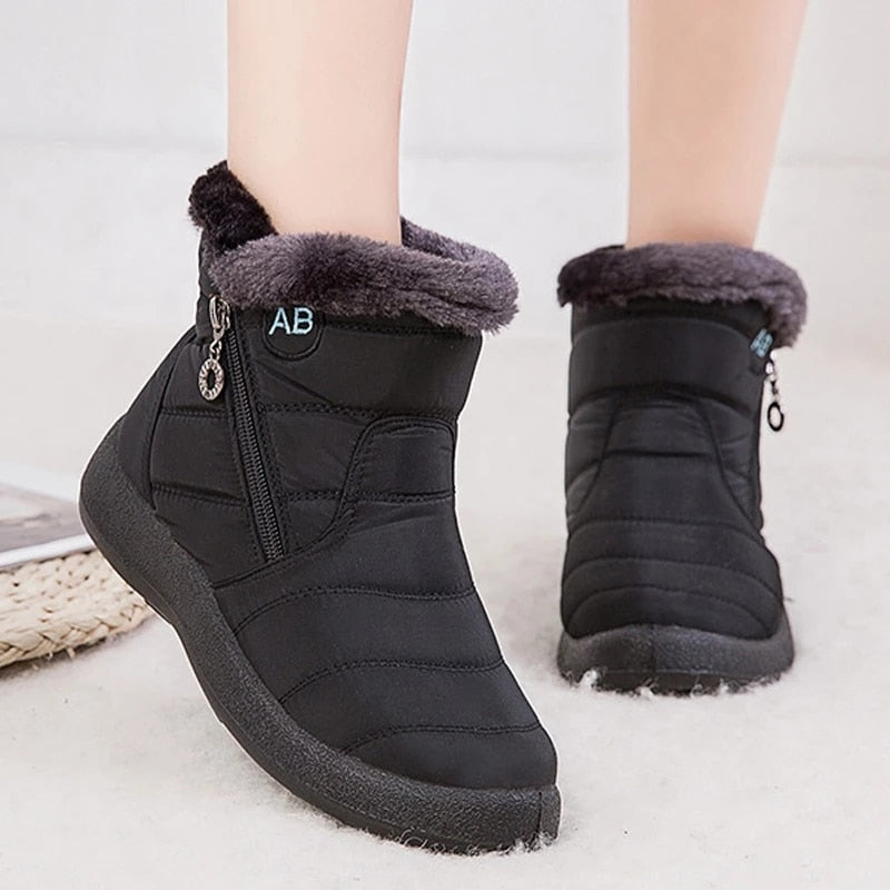 TIMETANG, botines para mujer, botas de piel, botas de nieve cálidas, zapatos de invierno para mujer, botas acolchadas impermeables, botas de invierno, calzado para mujer