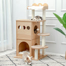 Cat Tree House Condo Cat's Activity Center con Double Condo Indoor Soft Perch Totalmente envuelto Scratching Sisal Post rascador gato