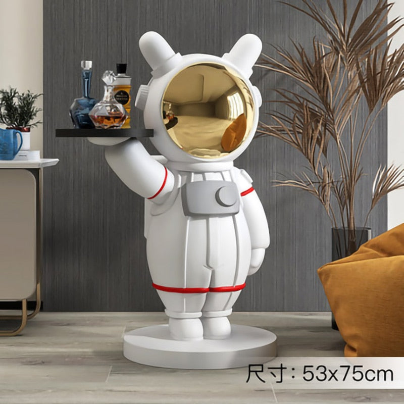 Figurita de bandeja de astronauta soñador, decoración nórdica para el hogar, estatua de resina para suelo, escultura moderna, accesorios de decoración para habitación interior