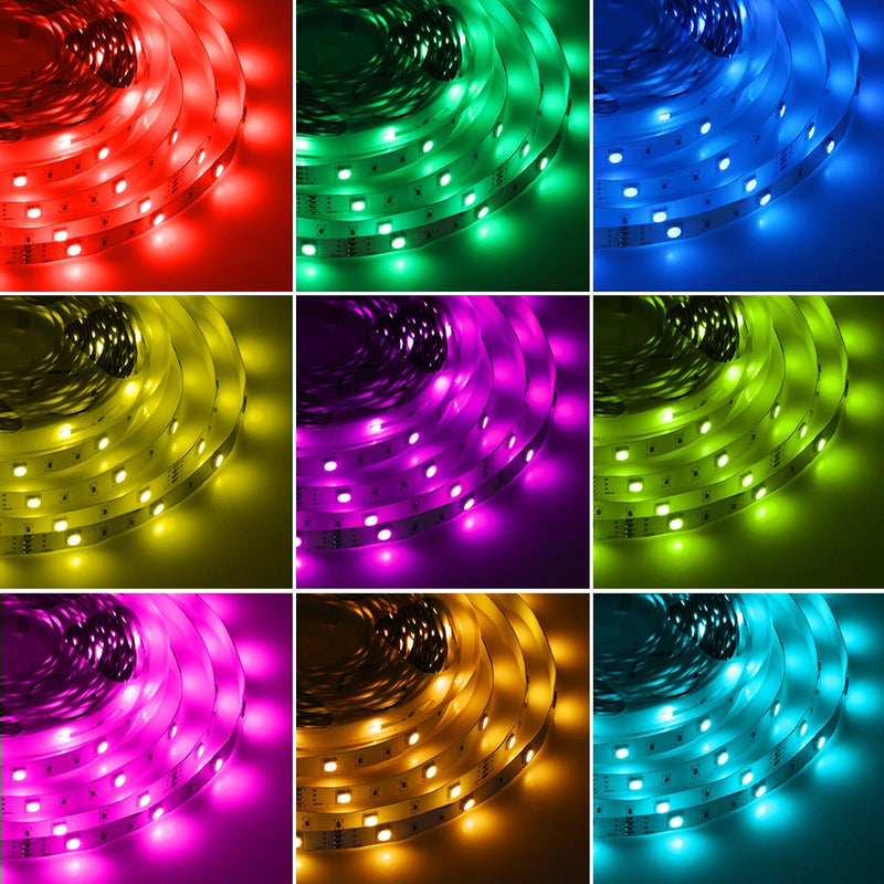 Tira de luces LED RGB 5m 10m 20m 5050 RGB Cambiable DC12V Cinta LED flexible WiFi / Bluetooth / Control de música Tira LED RGB.