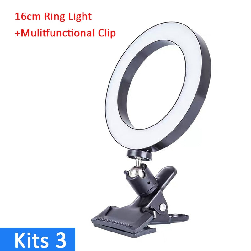 26cm/16cm Protable Led Selfie Ring Light For Youtube Live Streaming Studio Video Dimmable Photography Lighting With USB Cable