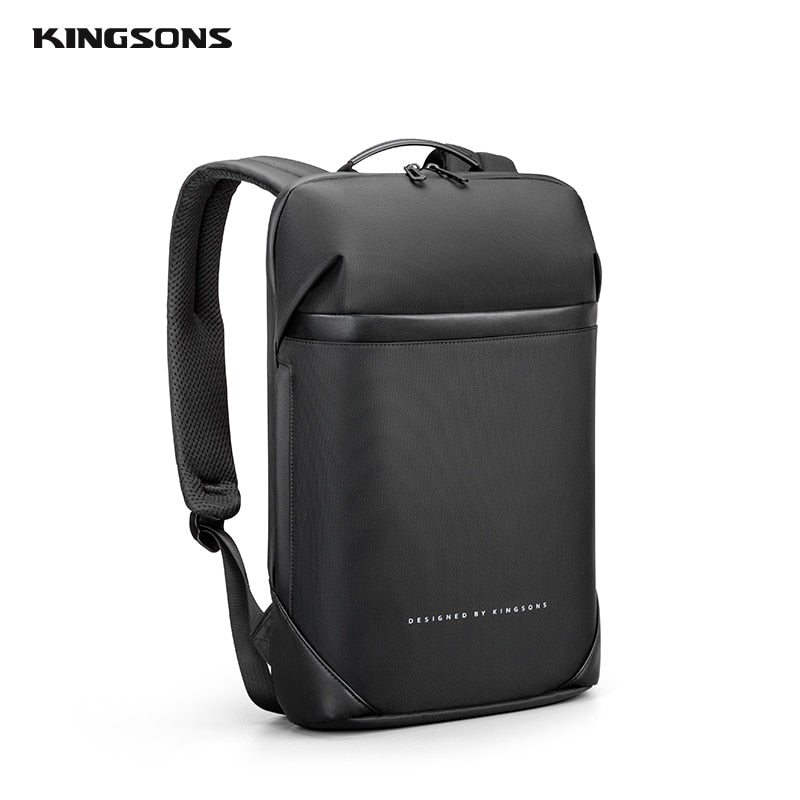 Mochila Kingsons delgada para ordenador portátil para hombre, Mochila de trabajo de oficina de 15,6 pulgadas para hombre, Mochila de negocios, Mochila ultraligera negra Unisex, Mochila fina