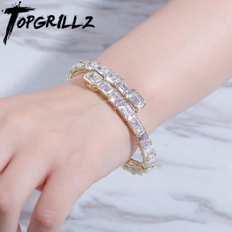TOPGRILLZ 12mm Bracelet High Quality Iced Out Cubic Zirconia Women's Bracelet Hip Hop Fashion Charm Jewelry Gift For Men Women