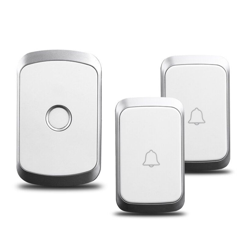 CACAZI Wireless Waterproof Doorbell 300M Remote US EU UK Plug LED Flash Home Cordless Door Bell Chime 1 2 Button 1 2 Receiver