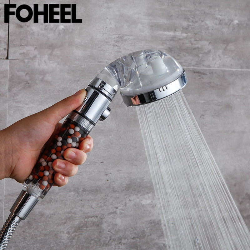 FOHEEL Shower Head Adjustable 3 Mode Shower Head Hand Shower High Pressure Water Saving One Button To Stop Water Shower Heads