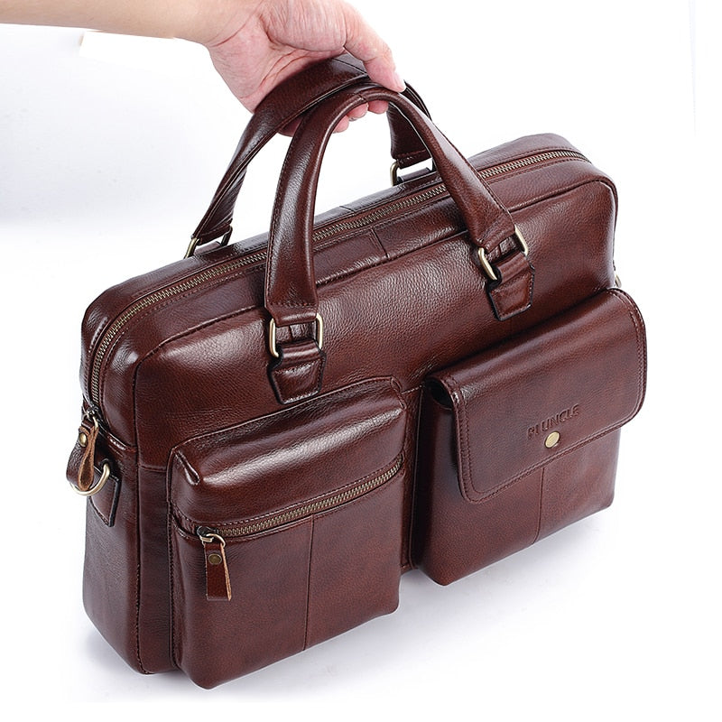 Men Genuine Leather Handbag Large Business Travel Messenger Bag Male Leather Laptop Bag Men&