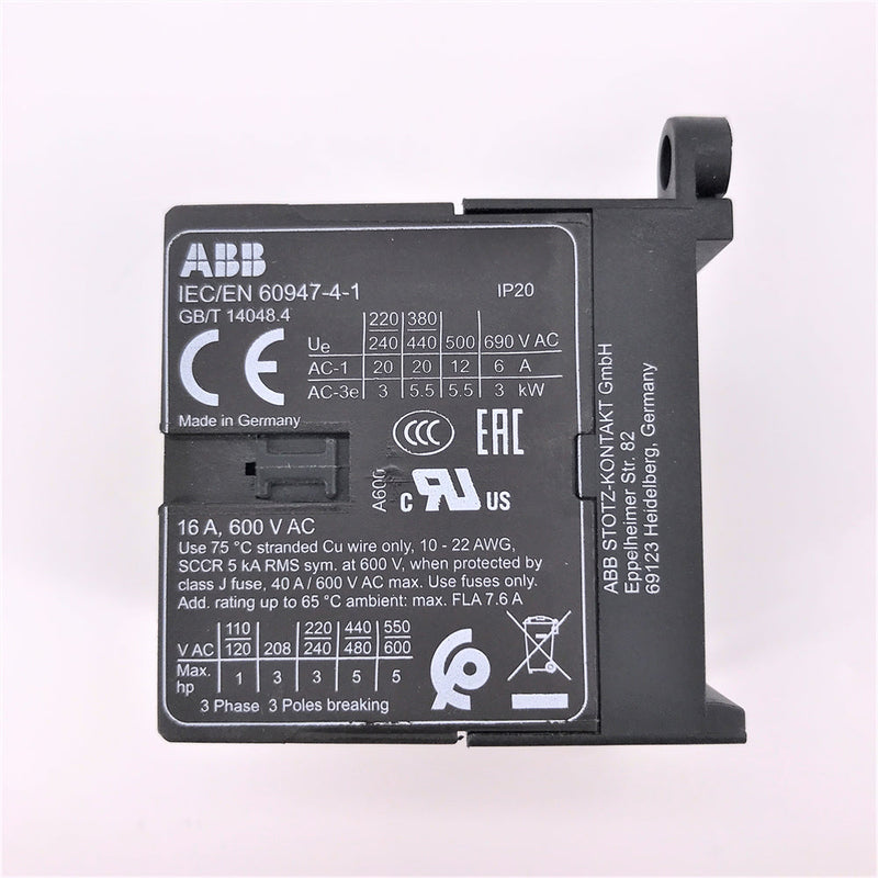 ABB IEC/EN 60947-4-1 Imported Contactor AC 600V 16A 3 Phase 3 Poles Breaking