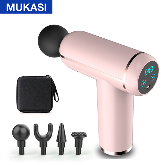 MUKASI LCD Display Massage Gun Portable Percussion Pistol Massager For Body Neck Deep Tissue Muscle Relaxation Gout Pain Relief