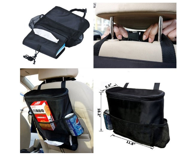 Organizador de respaldo de asiento automático, bolsa de almacenamiento de viaje con múltiples bolsillos (preservación del calor)