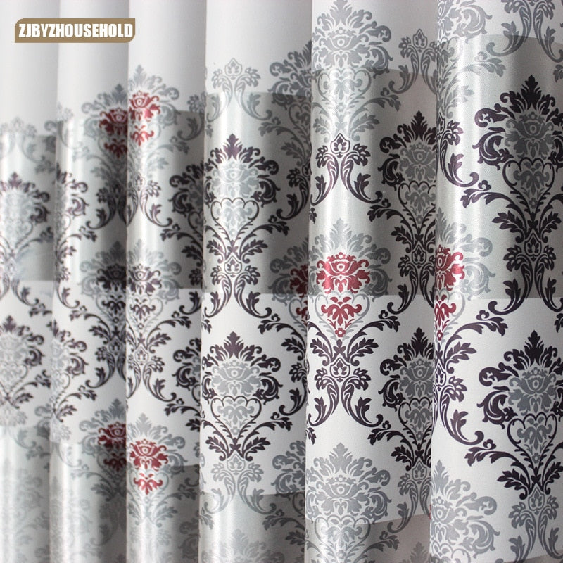 1 pc New Curtains for Windows Drapes European Modern Elegant Noble Printing Shade Curtain For Living Room Bedroom