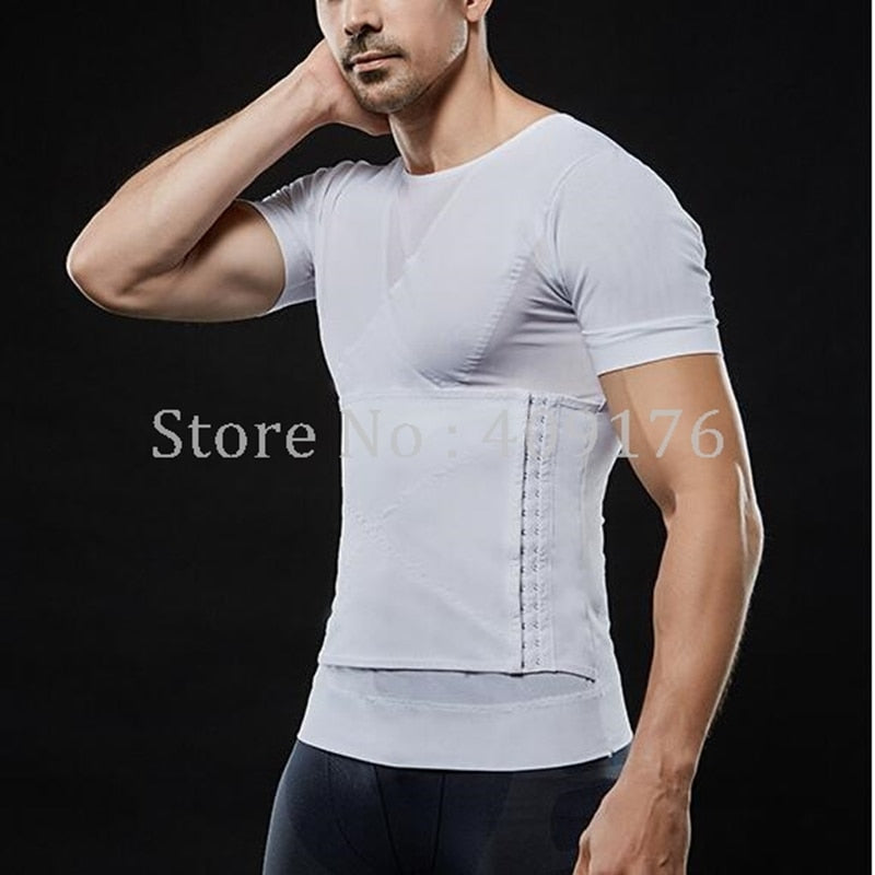 Men Slimming Shaper Posture Tops Male Belly Abdomen Corrector Compression Body Building Chest Tummy Shirt