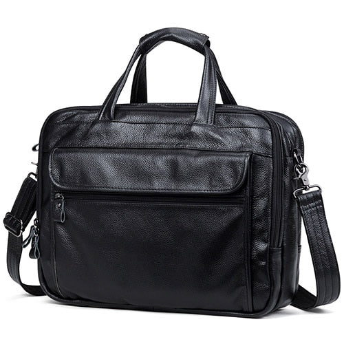 Bolso grande de cuero para hombre, bolso de viaje de negocios de cuero genuino para hombre, bolso de hombro para ordenador portátil de 15,6 pulgadas, bolso de negocios A4