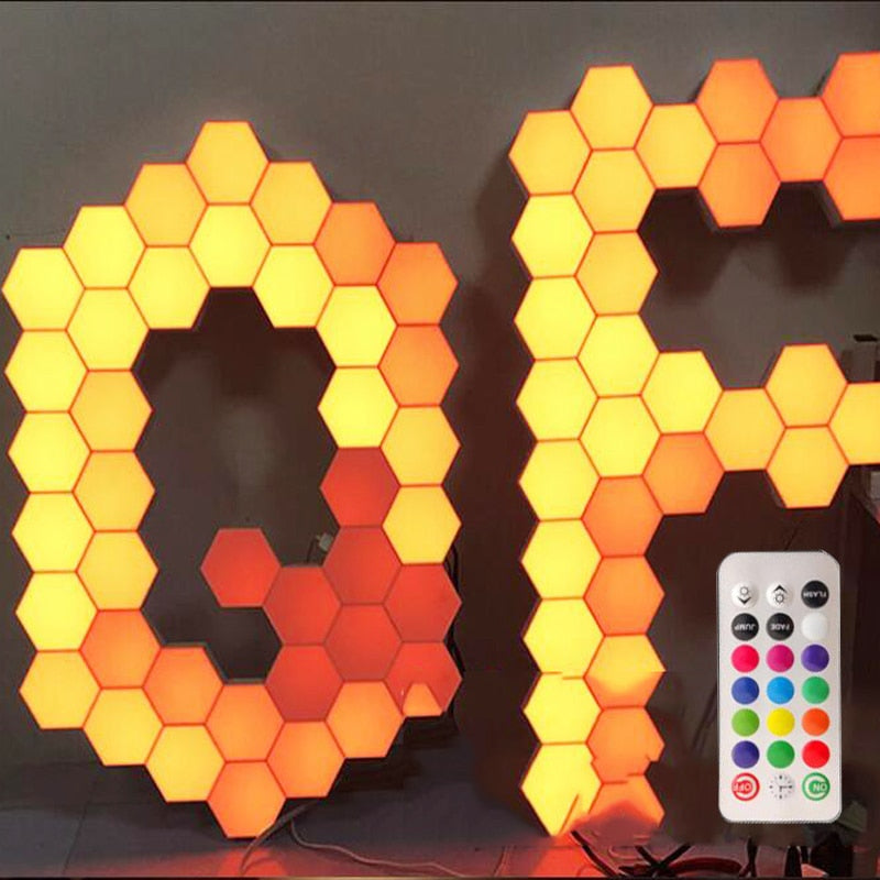 Lámpara cuántica LED de luz nocturna, lámparas hexagonales, iluminación modular sensible al tacto, hexágonos magnéticos, decoración creativa, lámpara de pared