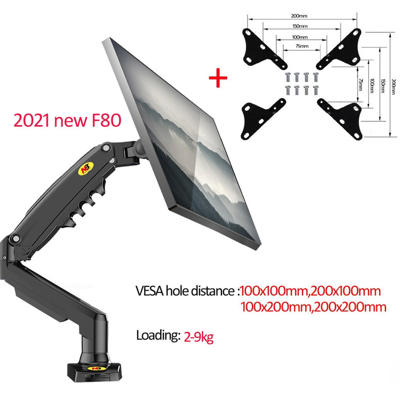 2019 NEW NB F80 Desktop17-27" LCD LED Monitor Holder Arm Gas Spring Full Motion Gas Strut Flexi TV Mount Loading 2-9kgs