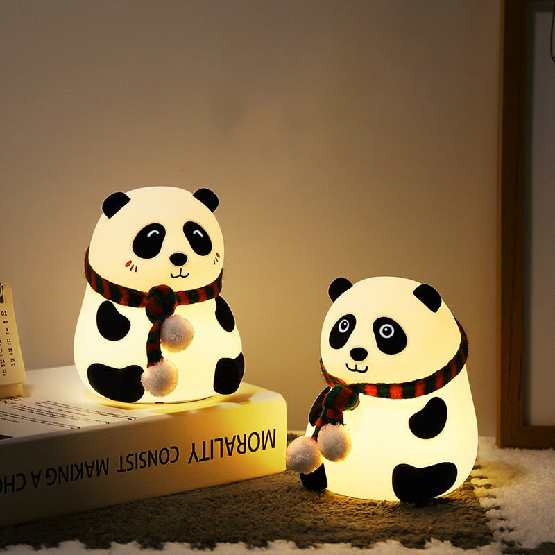 Panda Dog LED Night Light Touch Sensor Colorful USB Rechargeable Bedroom Silicone Animal Lamp for Children Baby Christmas Gift